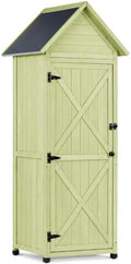 Narrow Outdoor Storage Cabinet, 67" Wooden Vertical Garden Tools Shed, Patio Storage Organizer with Latch & Waterproof Roof for Yard Deck Lawn Farmland Equipment(Green) by Unknown