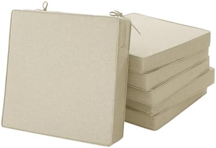 Outdoor Chair Cushions, Set of 6, 24 x 24 Inch, Beige by Unknown