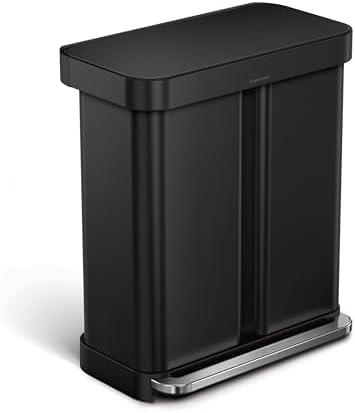 simplehuman 58L Liner Rim Rectangular Recycler, 24L+ 34L, Matte Black by Unknown