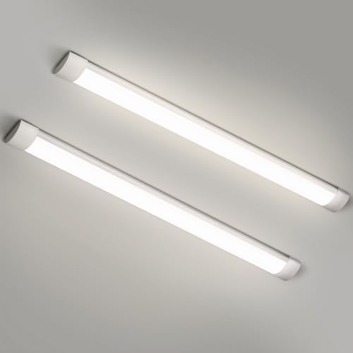 2 Packs 4FT LED Batten Light with 50cm Cable, Ultra-Thin Slim Ceiling Surface Mounted Light, 40W, 4000K, IP20, LED Ceiling Lamp for Garage, Shop, Hallway, Office, Market by colmeguna
