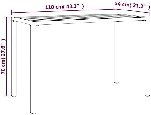 Patio Dining Table Anthracite 43.3x21.3x27.6 Inches Steel Outdoor Garden Table with Slatted Design, Powder Coated & E-Coated for Durability, Modern Backyard Furniture - Image 7