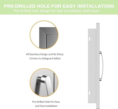Outdoor Kitchen Single Door BBQ Access 17'' Wx24'' H Flush Mount Island Perfect for Grilling Station and Island, Silver - Image 5