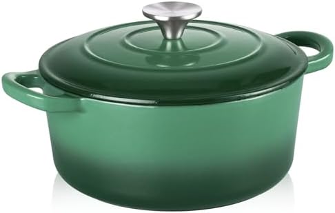 TeamFar Enameled Cast Iron Dutch Oven - 3QT Small Dutch Oven Pot with Lid by TeamFar