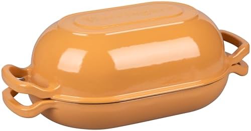 VORRINGARD Enameled Cast Iron Sourdough Bread Oven, Dutch Oven, Loaf Cast Iron Bread Pan for Homemade Bread Baking, Meatloaf Pan with Lid, 5QT, Yellow - Image 6