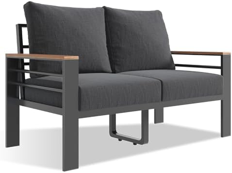 Aoxun Aluminum Patio Furniture Set 2 Seats, Dark Grey by Aoxun