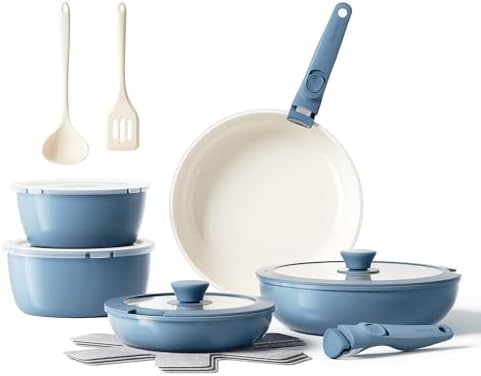 Redchef Ceramic Cookware Set 16 Pcs, Removable Nonstick Pots and Pans Set by Redchef