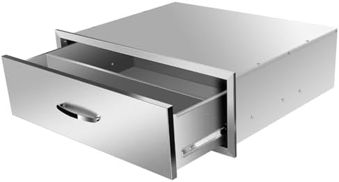 Outdoor Kitchen Drawers, Box Frame Style Flush Mount BBQ Drawer w/Stainless Steel Handle, BBQ Island Drawers For Patio Grill Station,Single Drawer - Image 7