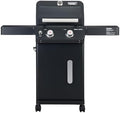 Monument Grills 2-Burner Stainless Steel Liquid Propane Gas Grill, Two Foldable Shelves Patio Garden Barbecue Grill with Clearview® Lid, Knob Control Mesa220, Black by MonumentGrills
