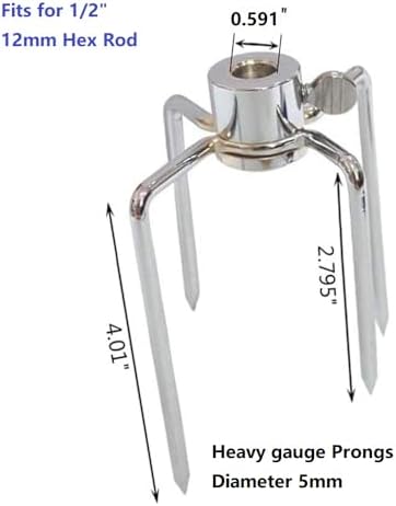 2 Pack Stainless Steel 304 Universal Grill Rotisserie Meat Forks Set - Fits 1/2-Inch and 3/8-Inch Hexagon & 3/8-Inch and 5/16-Inch Square & 1/2-Inch Round Spit Rods - Image 2
