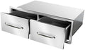Outdoor Kitchen Drawers 30" W x 10" H x 20" D Flush Mount Horizontal Double Drawers with Chrome Handle,Stainless Steel Built-in BBQ Drawer for Outdoor Kitchen Island, Patio Grill Station by SGOLAN