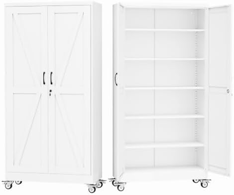 GAIOUS 73.6" Tall Metal Storage Cabinet with Lock and Wheels, File Cabinet by GAIOUS