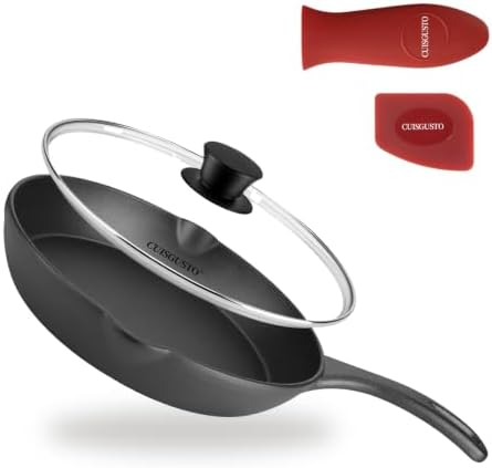 6 Inch Cast Iron Skillet with Glass Lid, Pre-Seasoned Mini Pan by CuisGusto
