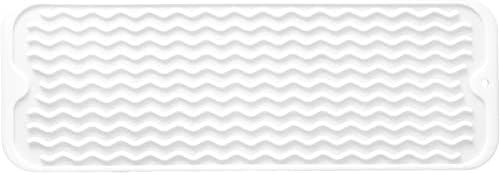 MicoYang Silicone Dish Drying Mat for Multiple Usage,Easy clean,Eco-friendly,Heat-resistant Silicone Mat for Kitchen Counter,Sink,Bar,Bottle,or Cup White M 17 inches x 6 inches by MicoYang