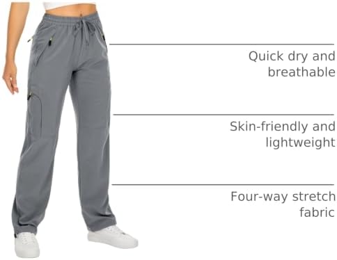Toomett Women‘s Hiking Cargo Pants UPF 50 Quick Dry with Zipper Pockets - Image 4