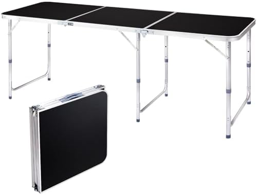 Outvita 6ft Portable Folding Camping Table Lightweight Suitcase Black by Outvita