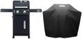 Monument Grills 2-Burner Foldable Stainless Steel Liquid Propane Gas Patio Garden Barbecue Grill with Clearview® Lid, Knob Control Mesa220 with BBQ Cover by MonumentGrills