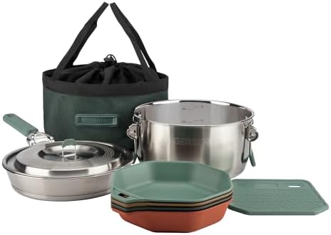 Gerber Gear ComplEAT Cook Set - Dishwasher-Safe Camping Cookware for Outdoor Cooking - Includes Saute Pan, Stock Pot, 4 Plates, 4 Bowls, Mixing Bowl & More by Gerber
