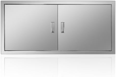Outdoor Kitchen Door 42'' W x 21'' H Double BBQ Access Door Stainless Steel Flush Mount Doors Wall Vertical Doors with Handle Suitable for Grilling Station BBQ Island Outside Cabinet by Fsehyue