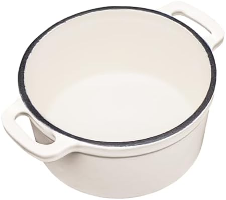 Flavehc Mini Cocotte 16 oz Mini Dutch Oven 0.5 qt. Cast Iron Garlic Roaster for Oven Garlic Confit Pot Ramekins with Lids Oven Safe Set of 2, White - Image 5