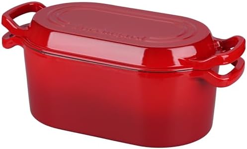 VORRINGARD Oval Dutch Oven Pot with Lid, Enamel Coating Cast Iron Bread Pans for Homemade Sourdough Bread Baking, Cooking, 4 Quart, Red - Image 5