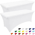 Smiry 2 Pack Spandex Table Cloth 36x36in, Elastic Fitted White Tablecloth by Smiry