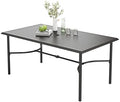 MIXPATIO Patio Table for 6, 67" Black Metal Dining Table w/Umbrella Hole by MIXPATIO