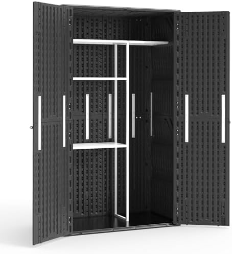 61 Cu.Ft Resin Storage Shed with Metal Shelving Kit & Floor, Black - Image 2