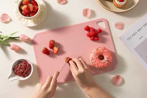 THETCHRY Plastic Cutting Board Set of 3, Pink Cutting Board for Kitchen - Image 5