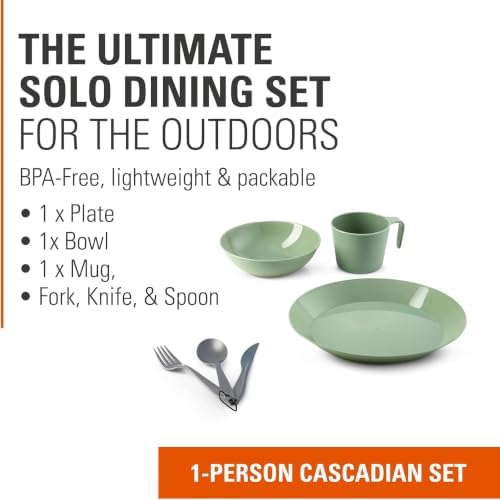 GSI Outdoors Cascadian Table Set I 6-Piece Camping, Backpacking Mess Kit, Plastic BPA Free, Plate, Bowl, Mug, Cup & Cutlery Set - Image 2