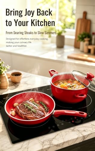 13-Piece Non Stick Pots and Pans Set,Cooking Pan Set,Maifan Stone Coating - Image 4