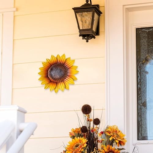 YEAHOME Sunflower Wall Decor - 9'' Metal Flower Wall Art Decorations 3 PACK Spring Yard Garden Sunflower Decor Hanging for Kitchen, Bathroom, Bedroom, Set of 3 Handmade Gift for Home, Indoor, Outdoor - Image 7