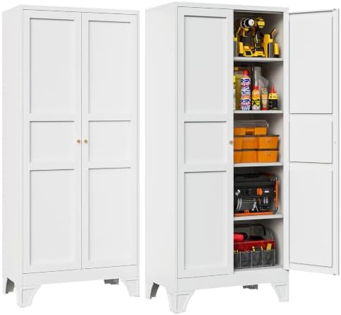 Letaya Metal Garage Storage Cabinets,76"Tall Large Tool Steel Lockers,White by LetayaMetalCabinets