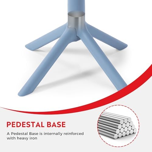 Costaelm Patio Table for 4-Person, Outdoor Patio PP Round Dining Table, All-Weather Bistro Dining Table for Backyard Deck Porch Poolside, French Blue - Image 7