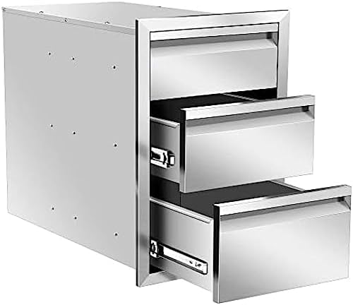Flush Mount Stainless Steel Double Drawers with Recessed Handles for Outdoor Kitchens Or BBQ Island,-16W X 21H X 23D Inch - Image 2