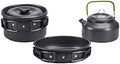 Portable Camping Cookware Set- Lightweight Aluminum Pot, Pan & Kettle with Foldable Handles for Backpacking, Hiking & Outdoor Cooking - Non-Stick, Space-Saving for 2-3 People by Pardarsey