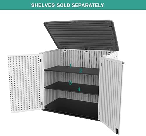 KINYING Horizontal Outdoor Storage Shed,47 Cu.ft Resin Outdoor Storage Cabinet Waterproof for Garden/Patio/Backyards - Image 7