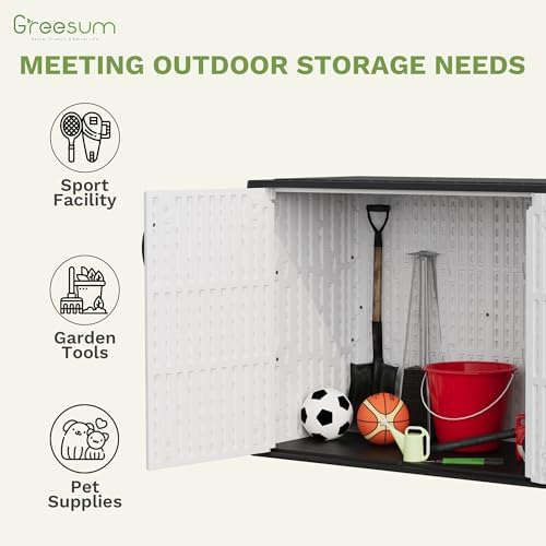 Greesum 26 Cuft Outdoor Storage Box with Lockable Doors, White - Image 3