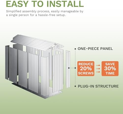 Patiowell 4x8 FT Plastic Outdoor Storage Shed with Floor, Dark Gray - Image 3