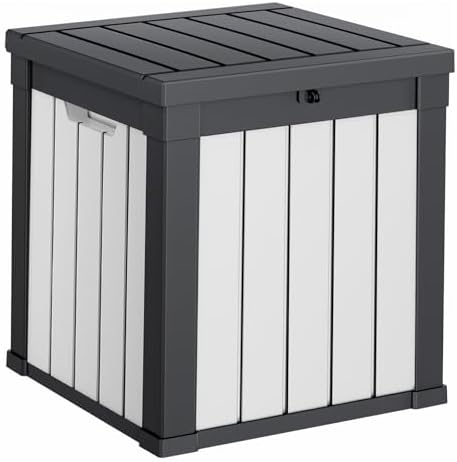 PatioZen 53 Gallon Package Delivery Boxes for Outside, Lokable Secure Resin Package Delivery Box with Lid, Weatherproof and Anti-Theft Storage for Outdoor Front Door,Curbside, House (Black&White) by OutdoorLivingPerfected