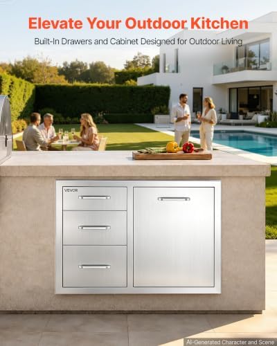 VEVOR Outdoor Kitchen Drawers, 23"W x 21"H x 30"D, Cabinet/Trash/Door/Combo - Image 3