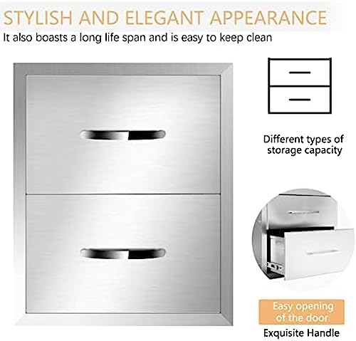 BBQ Outdoor Kitchen Drawers Stainless Steel 3-Drawer Enclosed Built-in Flush Mount for Outdoor Kitchens & Islands, 14Wx23Dx15H - Image 4
