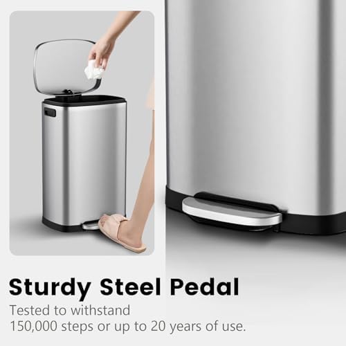 ELPHECO Kitchen Trash Can with Lid 13 Gal Stainless Steel Pedal Garbage Can - Image 5