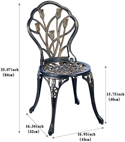 C/G 3 Piece Bistro Set,Outdoor Patio Set,Anti-Rust Cast Aluminum Bistro Table Set for Park Yard Front Porch Furniture(Antique Copper) - Image 3