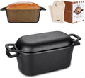 3.6 QT Cast Iron Loaf Bread Pan with Lid, Oval Dutch Oven for Bread Baking by COWORM