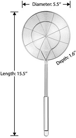 Hiware Solid Stainless Steel Spider Strainer Skimmer Ladle for Cooking and Frying, Kitchen Utensils Wire Strainer Pasta Spoon, 5.4 Inch - Image 2