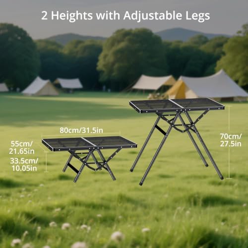 Anbte 3ft Folding Grill Table, Supports 180 Lbs, 2 Adjustable Height, Black - Image 3