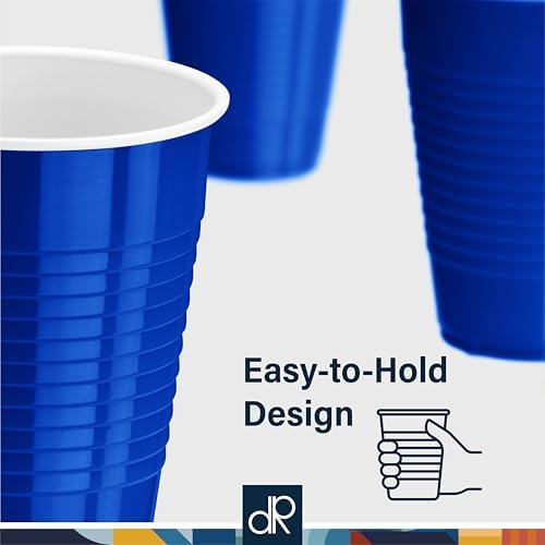 DecorRack Blue Plastic Cups, 12 oz Disposable Cups, Reusable Party Supplies (40 Count) - Image 4
