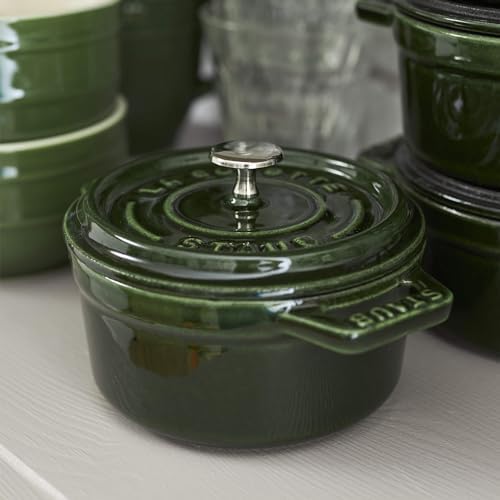 Staub Cast Iron 0.25-qt Mini Round Cocotte - Basil, Made in France - Image 2