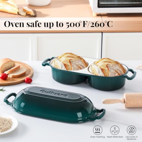 Cast Iron Double Dutch Oven, Mini Enamel Sourdough Bread Pan with Lid - Image 4