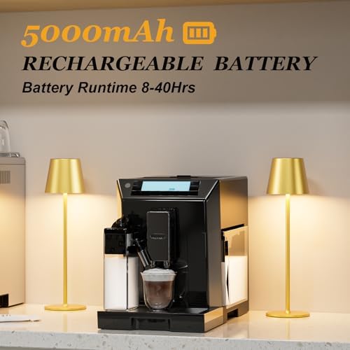 Cordless Table Lamp Rechargeable Gold - KK 2 Pack 5000mAH Battery Operated Lamp for Dining Table, 3 Color Stepless Dimming Wireless Lamp for Counter, Outdoor Patio, Touch Control, Water Repellent - Image 3